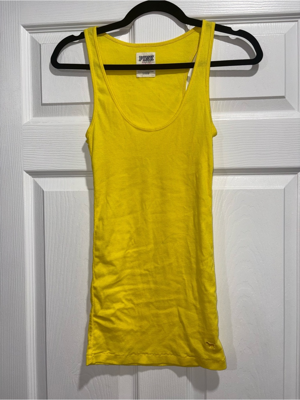 PINK Victoria's Secret Yellow Ribbed Tank Top